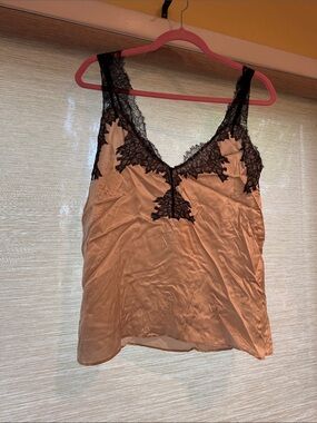 Cami NYC  beige  Satin Cami with Black Lace Trim